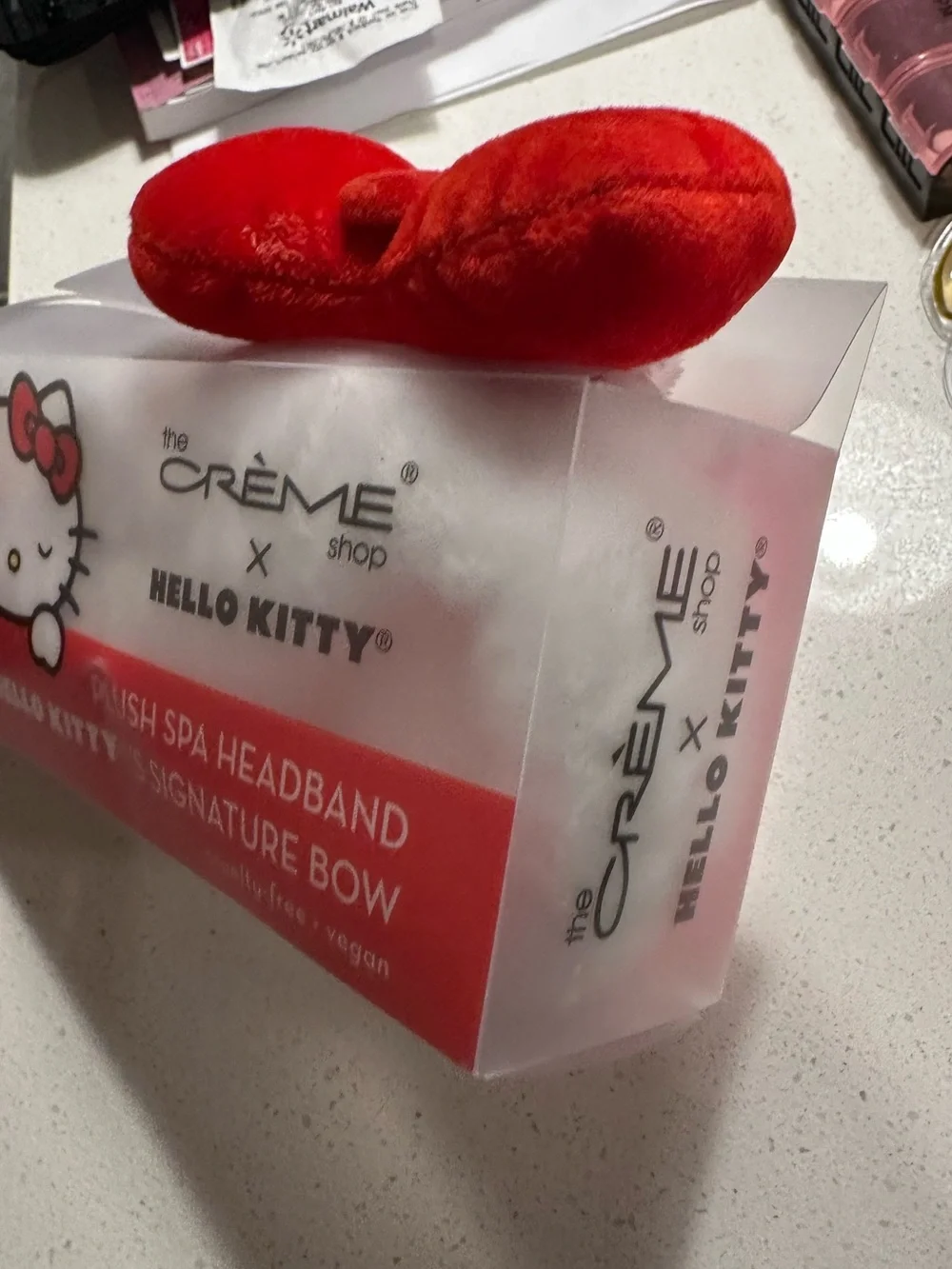 Hello Kitty Plush Spa Headband with Signature Red Bow